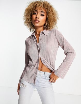 Flounce London plisse shirt in blush pink - part of a set