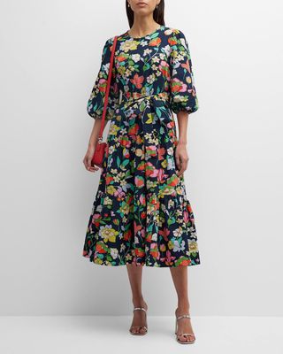 flower bed tiered floral-print midi dress