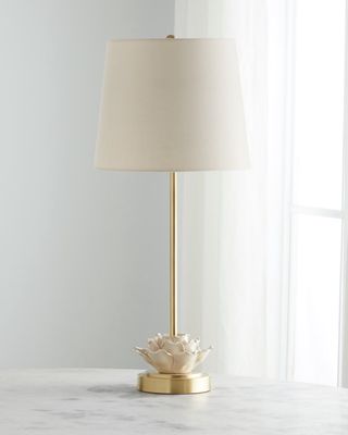 Flower Ceramic Table Lamp with Natural Brass Base