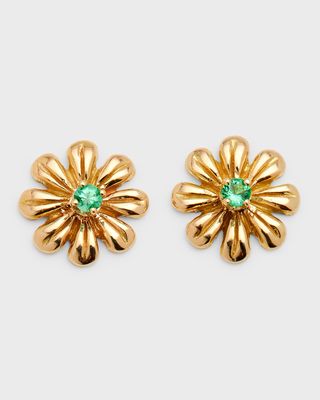 Flower Emerald Stud Earrings