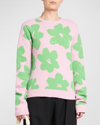 Flower Knit Crewneck Sweater