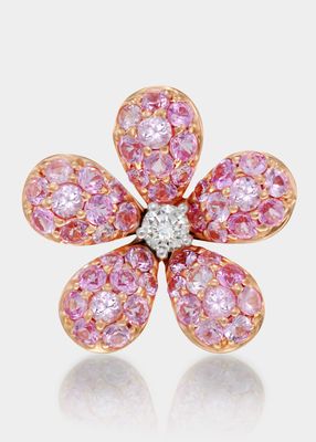 Flower Stud Earring with Pink Sapphires, Single