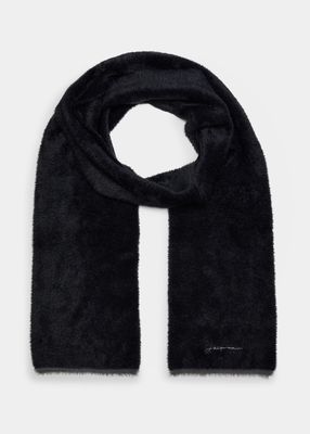 Fluffy Logo-Embroidered Scarf