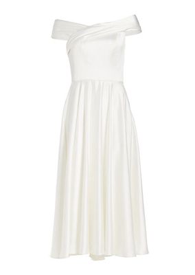 Fluide Satin Off-The-Shoulder Bridal Dress