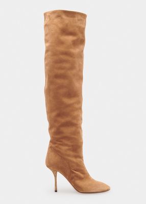 Fluide Suede Slouchy Knee Boots