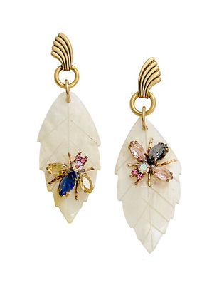 Fly By 24K-Gold-Plated, Mother-Of-Pearl & Crystal Drop Earrings