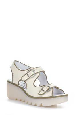 Fly London Bara Double Buckle Sandal in 003 Off White Mousse