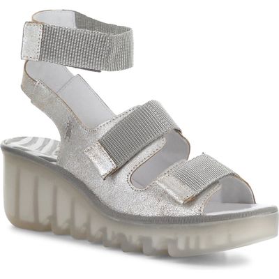 Fly London Bech Platform Wedge Sandal in Pearl Cool 