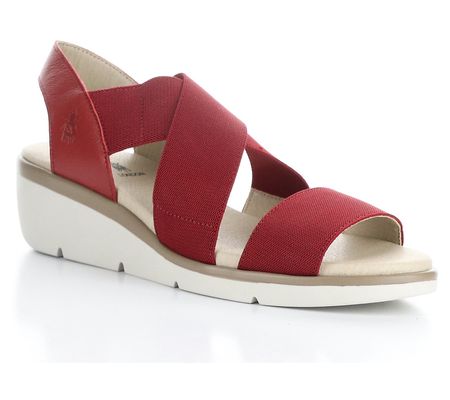 Fly London Fabric and Leather Wedge Sandal - No i