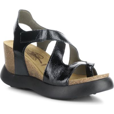 Fly London Gavi Ankle Strap Platform Wedge Sandal in Black Nappalak