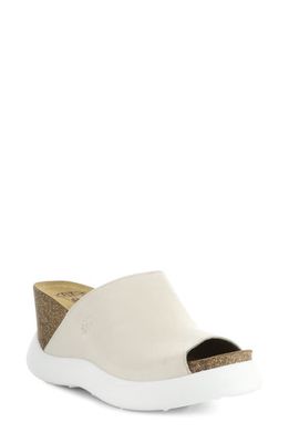 Fly London Gino Platform Wedge Sandal in Off White Mousse