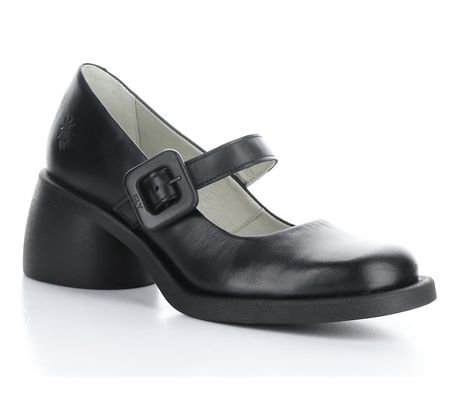 Fly London Leather Chunky-Heel Mary Janes - Huv i