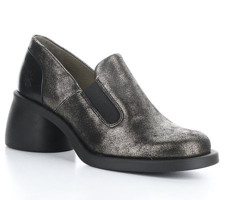 Fly London Metallic Leather Chunky Heel - Huch