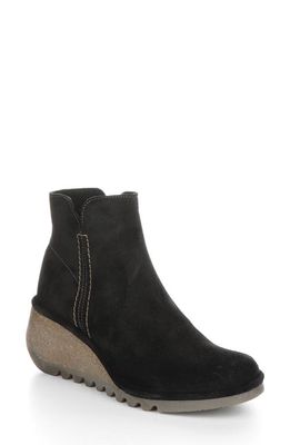 Fly London Nilo Wedge Bootie in Black Suede