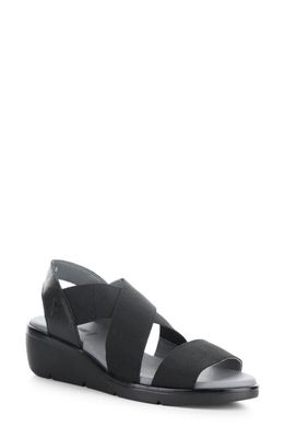 Fly London Noli Slingback Wedge Sandal in Black Mousse