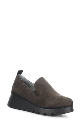 Fly London Pece Wedge Loafer in 003 Dk Taupe Kid Suede