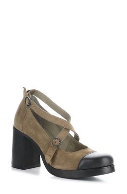 Fly London Sliv Strappy Block Heel Pump in 001 Black/Taupe
