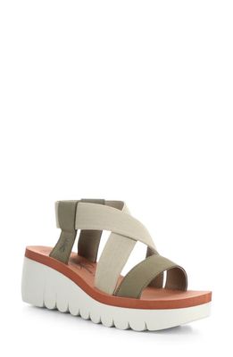 Fly London Yaby Platform Wedge Sandal in Military/Beige