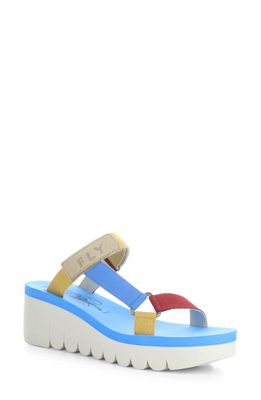 Fly London Yaka Platform Wedge Sandal in Cloud/Multi/Azur