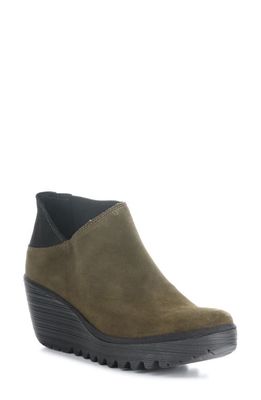 Fly London Yego Wedge Bootie in 009 Sludge/Black