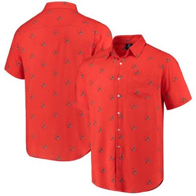FOCO Men's Orange Cleveland Browns Mini Print Logo Woven Button-Up Shirt