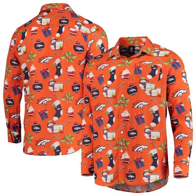 FOCO Men's Orange Denver Broncos Winter Explosion Long Sleeve Woven Button-Up Shirt
