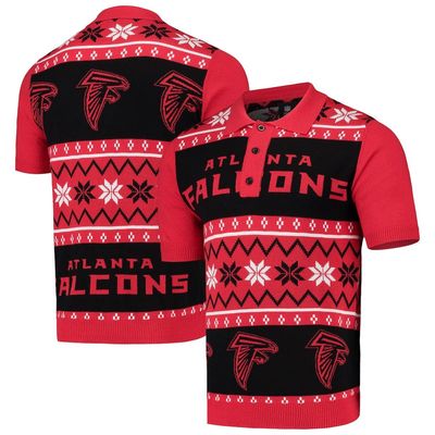 FOCO Men's Red/Black Atlanta Falcons Ugly Sweater Knit Polo
