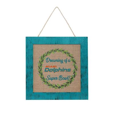 FOCO Miami Dolphins 12'' Double-Sided Burlap Sign in Green