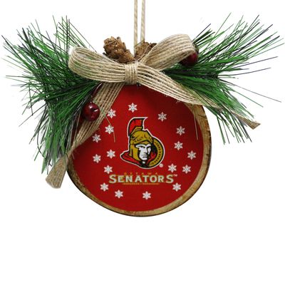FOCO Ottawa Senators Glitter Wood Stump Ornament