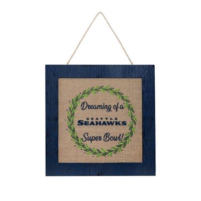 FOCO Seattle Seahawks 12'' Double-Sided Burlap Sign in Navy