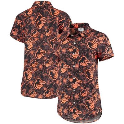 FOCO Women's Black/Orange Baltimore Orioles Tonal Print Button-Up Shirt