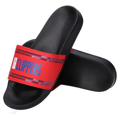 FOCO Women's LA Clippers Sequin Slide Sandals in Red