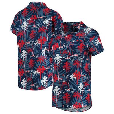 FOCO Women's Navy New England Patriots Floral Harmonic Button-Up Shirt