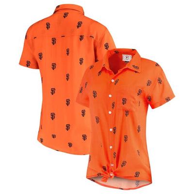 FOCO Women's Orange San Francisco Giants All Over Logos Button-Up Shirt