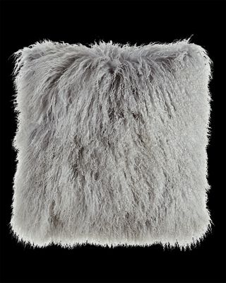 Fog Gray Tibetan Lamb Pillow, 26"Sq.