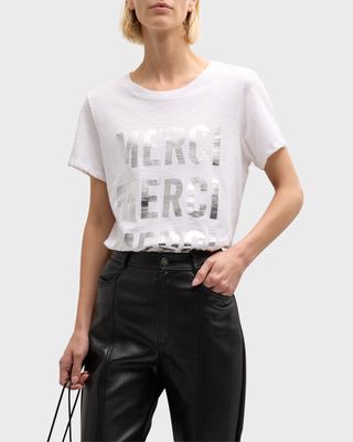 Foiled Merci Short-Sleeve Cotton T-Shirt