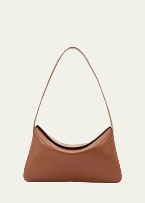 Fold-Over Flap Leather Shoulder Bag