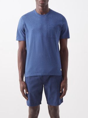 Folk - Assembly Patch-pocket Organic Cotton-blend T-shirt - Mens - Blue