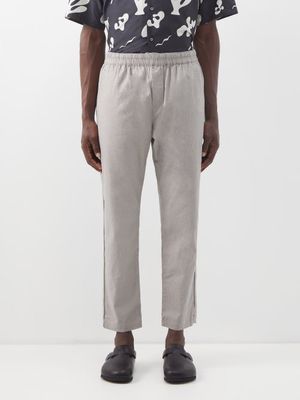 Folk - Elasticated-waist Pinstripe Linen-blend Trousers - Mens - Grey