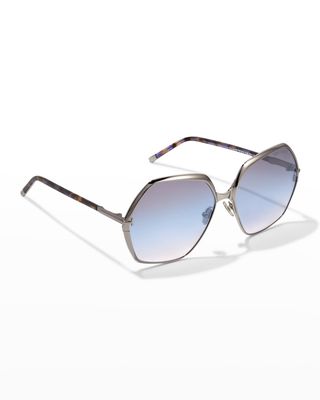 Fonda Geometric Round Plastic/Metal Sunglasses