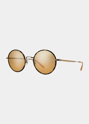 Fonda Round Mirrored Metal & Acetate Sunglasses