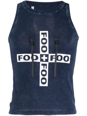 FOO AND FOO logo-printed zip-detailed tank top - Blue