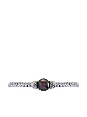 FOPE 18kt white gold Flexible black pearl and white diamond bracelet - Silver