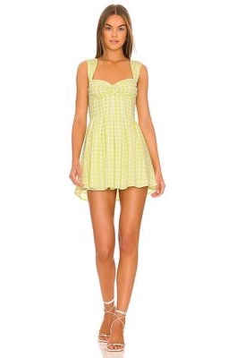For Love & Lemons August Mini Dress in Green