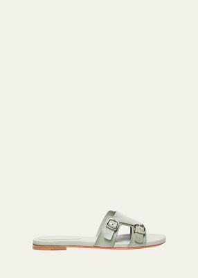 Foresaw Leather Double Monk Slide Sandals