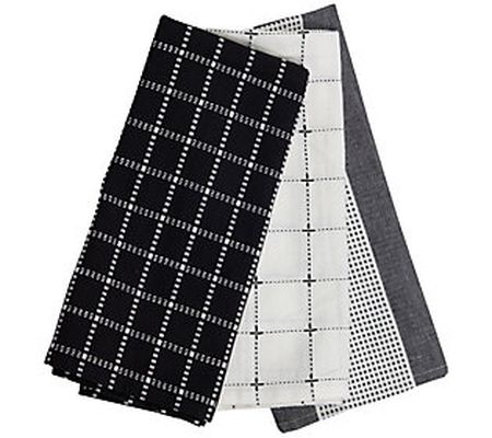 Foreside Check Pattern 27x18" Woven Kitchen Tea Towels Set/3