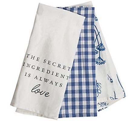 Foreside Gingham Pattern 27x18" Woven Kitchen T ea Towels Set/