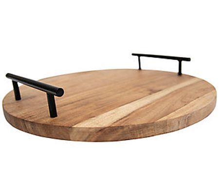 Foreside Home & Garden 14" Natural Wood & Metal Serving Tray