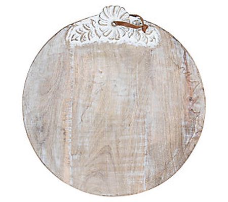 Foreside Home & Garden 14" Round White Wood Cut ting Board
