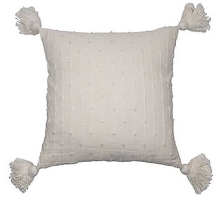 Foreside Home & Garden 18" x 18" Hand Woven Kir a Pillow White